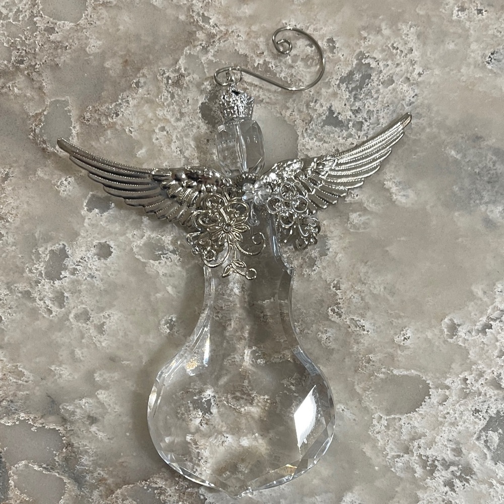 Silver and Clear Angel Ornament